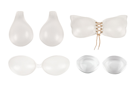 Transparent silicone bra and nipple cover with sticky medical grade glue